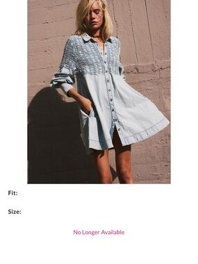 FP Movement by Free People Light Wash Denim Midi Shirt Dress